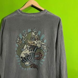 Gray Long Sleeve Shirt with Dragon Design